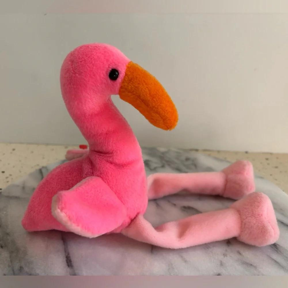 Vintage‎ 1995 Ty Beanie Pinky Pink Flamingo Plush Toy